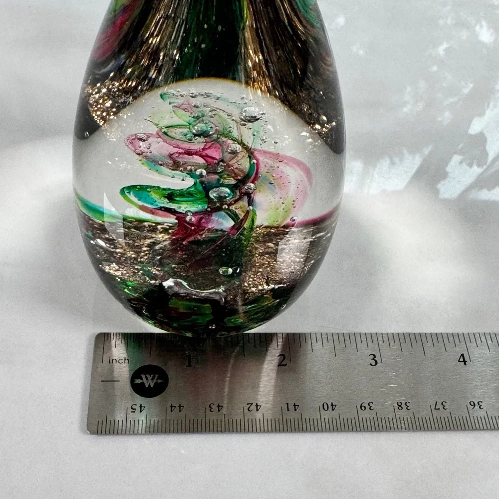 Selkirk Glass Scotland Paperweight Emerald Dance 1993‎ Handmade Art Glass Signed